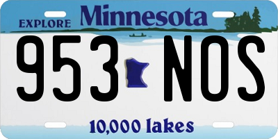 MN license plate 953NOS