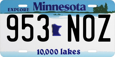 MN license plate 953NOZ