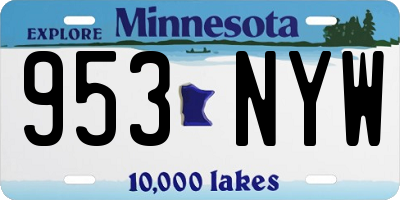 MN license plate 953NYW