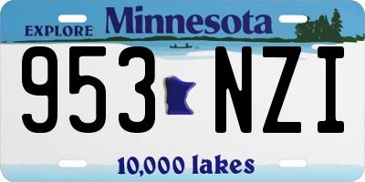 MN license plate 953NZI