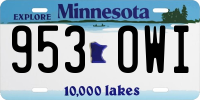 MN license plate 953OWI