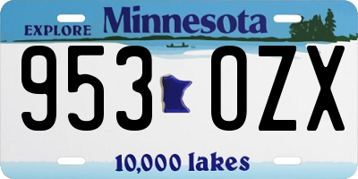 MN license plate 953OZX