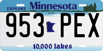 MN license plate 953PEX