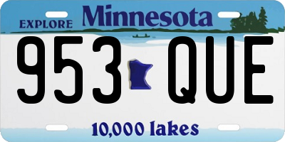 MN license plate 953QUE