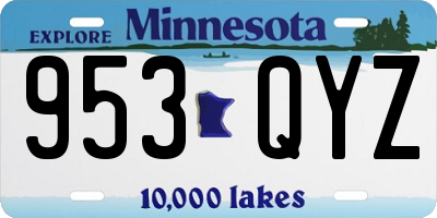 MN license plate 953QYZ