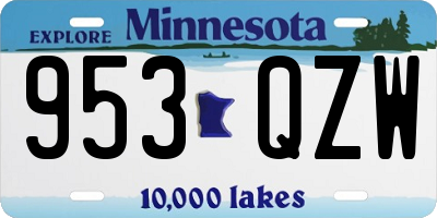 MN license plate 953QZW