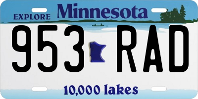 MN license plate 953RAD