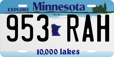 MN license plate 953RAH