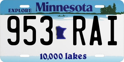 MN license plate 953RAI