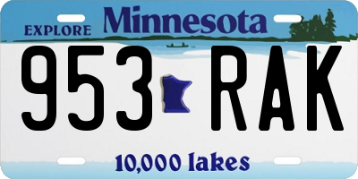 MN license plate 953RAK