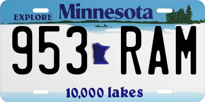 MN license plate 953RAM