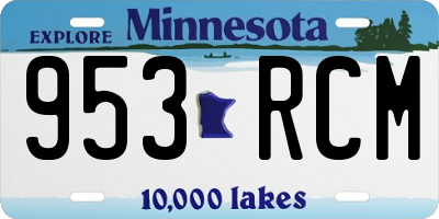 MN license plate 953RCM