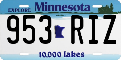 MN license plate 953RIZ