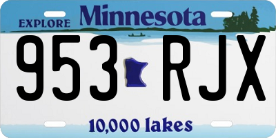 MN license plate 953RJX