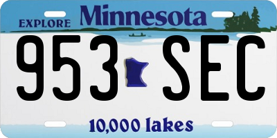 MN license plate 953SEC