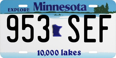 MN license plate 953SEF