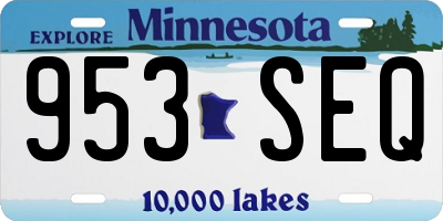 MN license plate 953SEQ