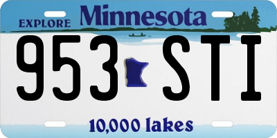 MN license plate 953STI