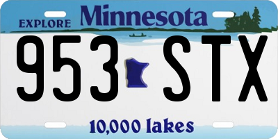 MN license plate 953STX