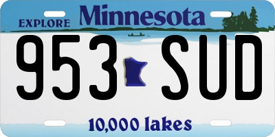 MN license plate 953SUD