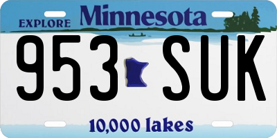 MN license plate 953SUK