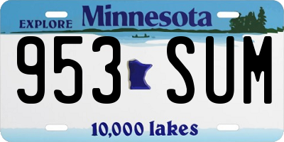 MN license plate 953SUM