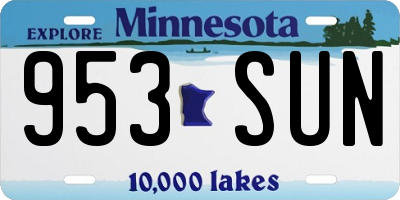 MN license plate 953SUN