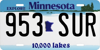 MN license plate 953SUR