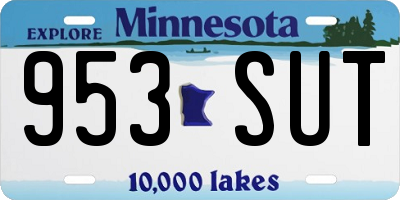 MN license plate 953SUT