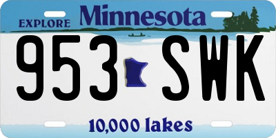 MN license plate 953SWK