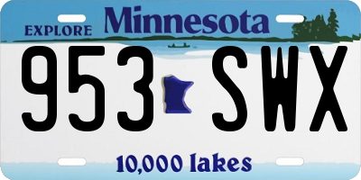 MN license plate 953SWX