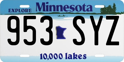 MN license plate 953SYZ