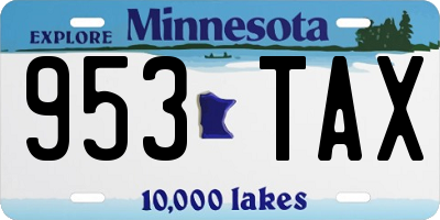 MN license plate 953TAX
