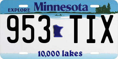 MN license plate 953TIX