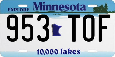MN license plate 953TOF
