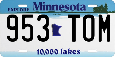 MN license plate 953TOM