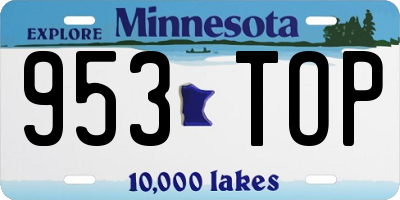 MN license plate 953TOP