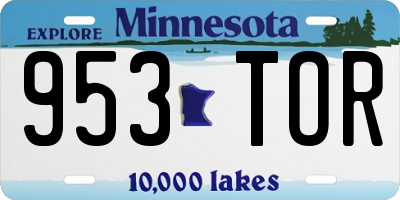 MN license plate 953TOR