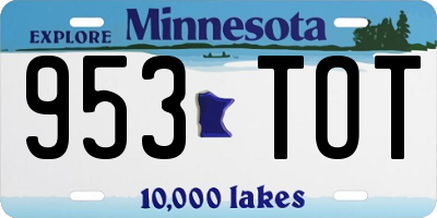 MN license plate 953TOT