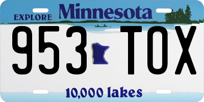 MN license plate 953TOX