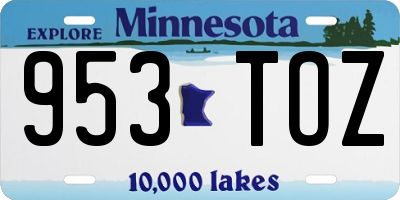 MN license plate 953TOZ