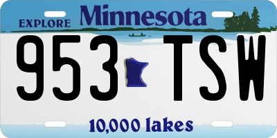 MN license plate 953TSW