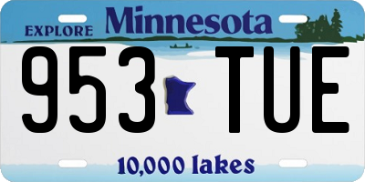 MN license plate 953TUE