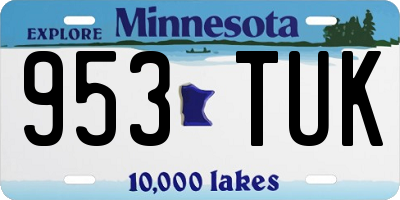 MN license plate 953TUK