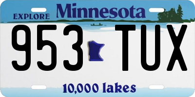 MN license plate 953TUX