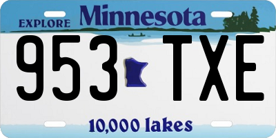 MN license plate 953TXE
