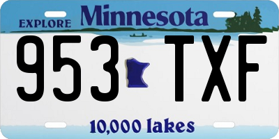 MN license plate 953TXF