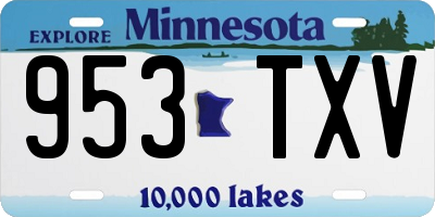 MN license plate 953TXV