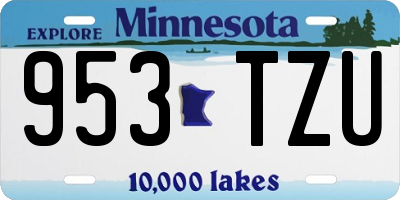 MN license plate 953TZU