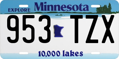 MN license plate 953TZX